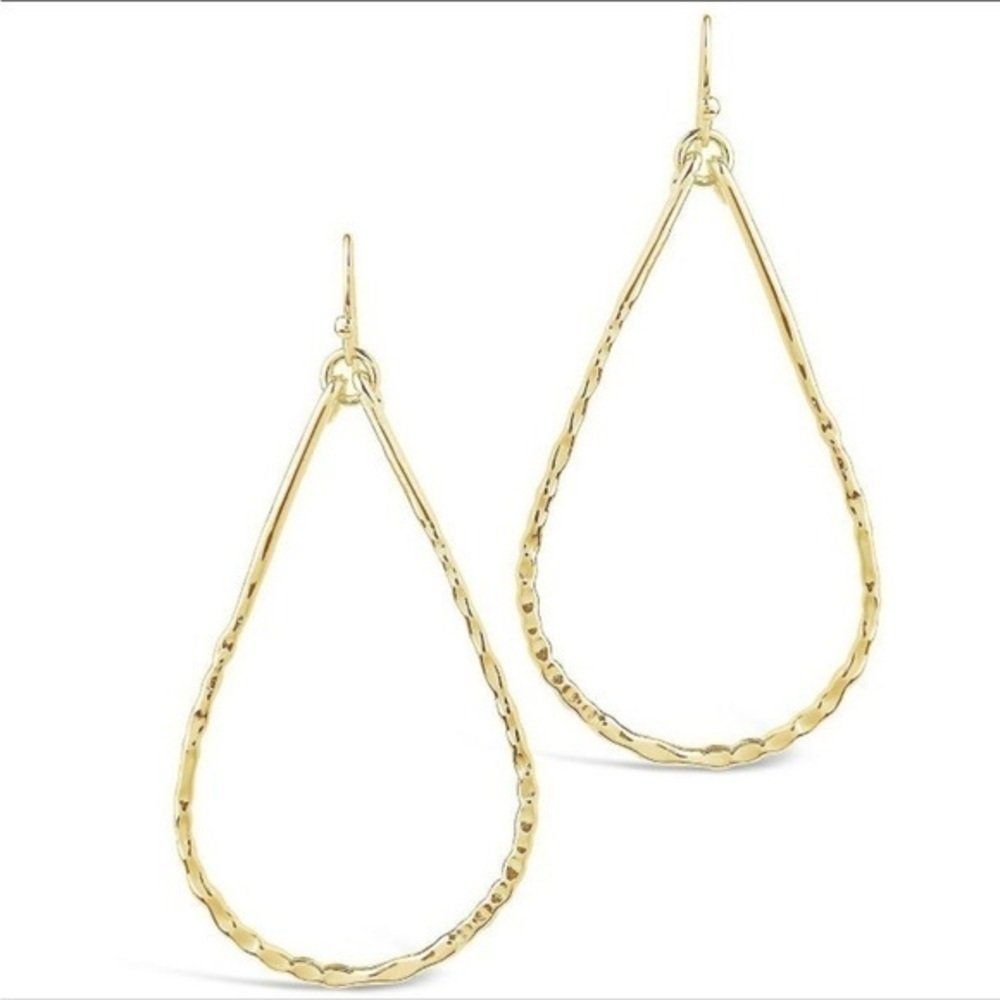Gold Teardrop Dangle Earrings Hoops